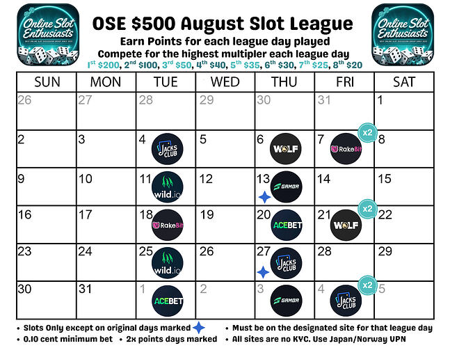 OSE League Day Calendar