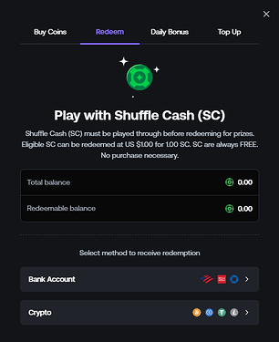 Shuffle redemption screen